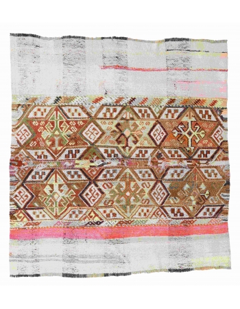 Small Vintage Decorative Kilim Rug - 4`5″ x 4`6″