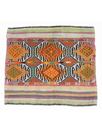Vintage Colorful Small Kilim Rug - 3`7″ x 4`0″