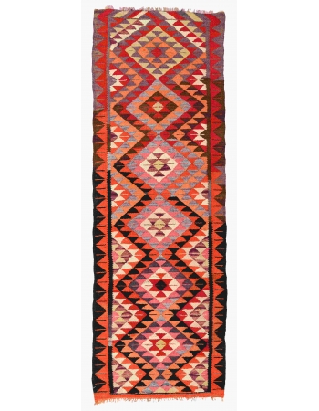 Vintage Decorative Herki Kilim Runner - 2`10″ x 8`10″