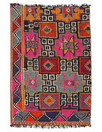 Vintage Embroidered Turkish Kilim Rug - 2`8″ x 4`1″
