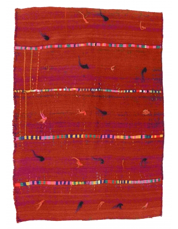 Vintage Red Decorative Kilim Rug - 4`0″ x 5`2″