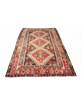 Large Vintage Turkish Kilim Rug - 7`7″ x 14`1″