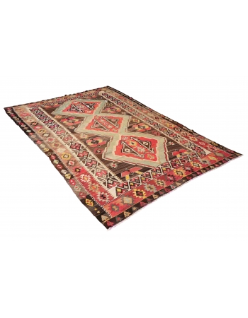 Large Vintage Turkish Kilim Rug - 7`7″ x 14`1″