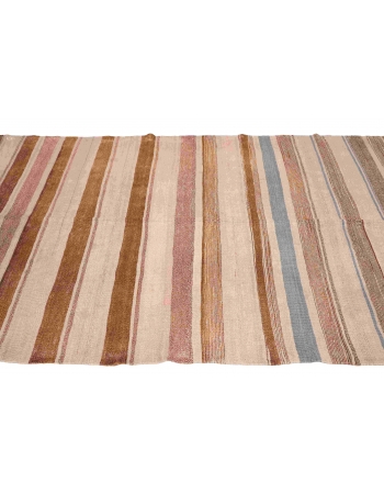 Striped Vintage Brown Kilim Rug - 4`8″ x 11`7″