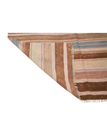 Striped Vintage Brown Kilim Rug - 4`8″ x 11`7″