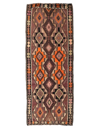 Vintage Decorative Turkish Kilim Rug - 4`11″ x 13`0″