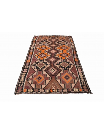 Vintage Decorative Turkish Kilim Rug - 4`11″ x 13`0″