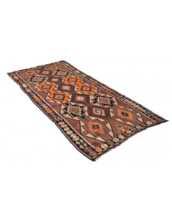 Vintage Decorative Turkish Kilim Rug - 4`11″ x 13`0″