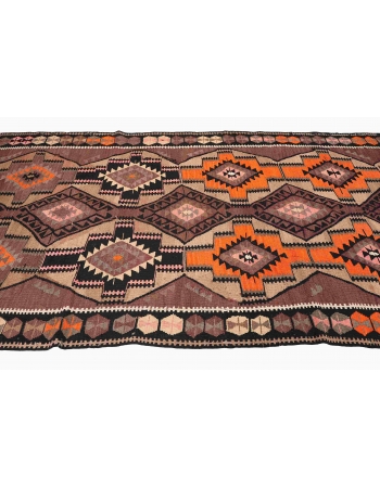 Vintage Decorative Turkish Kilim Rug - 4`11″ x 13`0″