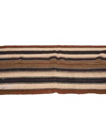 Brown Striped Vintage Kilim Rug - 3`2″ x 6`11″