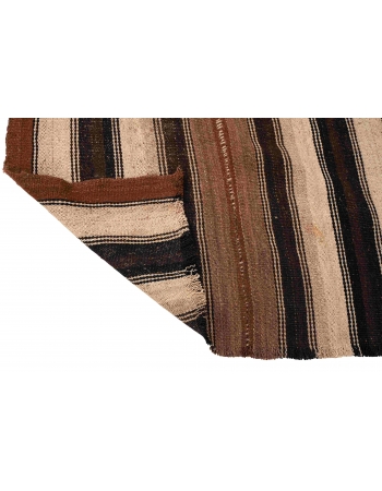 Brown Striped Vintage Kilim Rug - 3`2″ x 6`11″