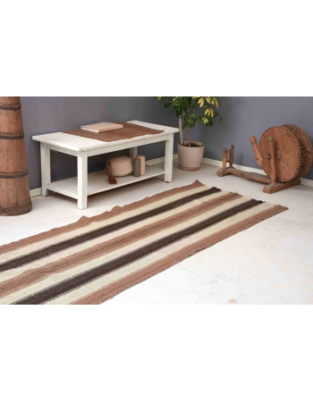 Vintage Striped Turkish Kilim Rug - 3`2″ x 8`10″