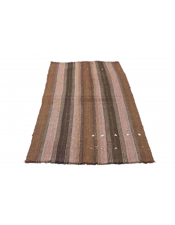 Brown Vintage Small Kilim Rug - 2`8″ x 5`11″
