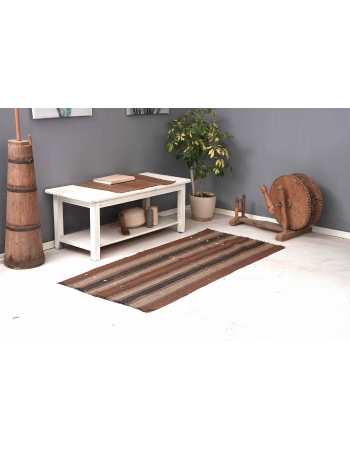 Brown Vintage Small Kilim Rug - 2`8″ x 5`11″