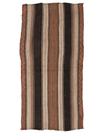 Vintage Brown Modern Kilim Rug - 3`3″ x 6`3″