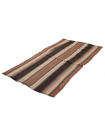 Vintage Brown Modern Kilim Rug - 3`3″ x 6`3″