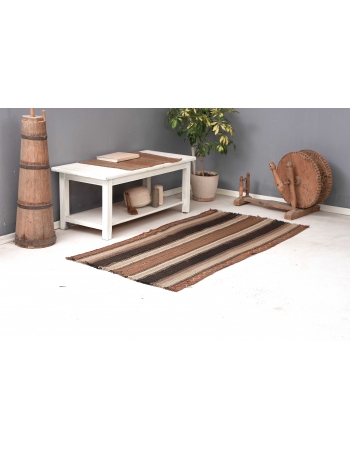 Vintage Brown Modern Kilim Rug - 3`3″ x 6`3″