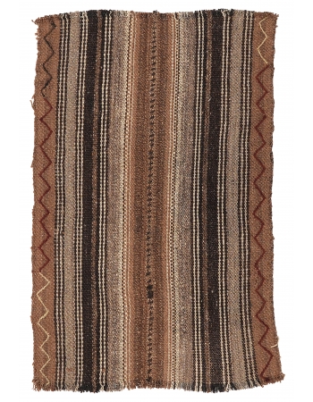 Small Vintage Brown Kilim Rug - 2`1″ x 3`2″