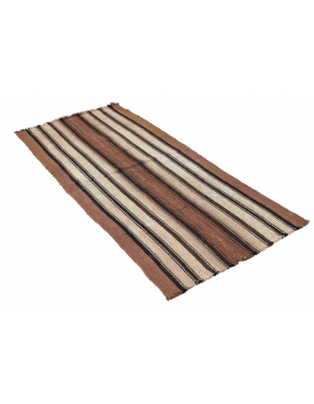 Striped Vintage Brown Kilim Rug - 2`9″ x 6`0″