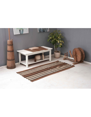 Striped Vintage Brown Kilim Rug - 2`9″ x 6`0″
