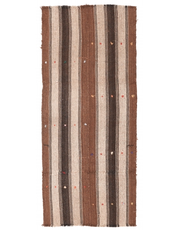 Vintage Brown Striped Kilim Rug - 2`6″ x 6`2″