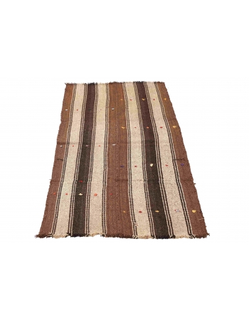 Vintage Brown Striped Kilim Rug - 2`6″ x 6`2″