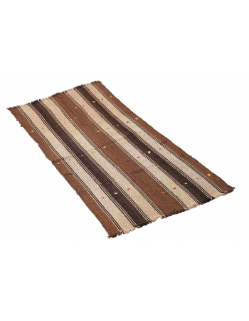 Vintage Brown Striped Kilim Rug - 2`6″ x 6`2″