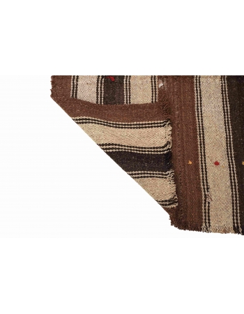 Vintage Brown Striped Kilim Rug - 2`6″ x 6`2″