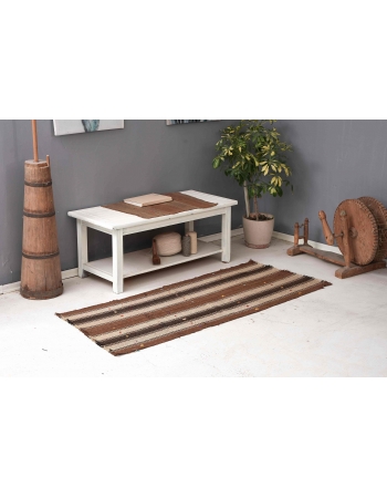 Vintage Brown Striped Kilim Rug - 2`6″ x 6`2″