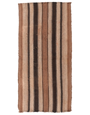 Brown Vintage Modern Kilim Rug - 2`10″ x 5`8″