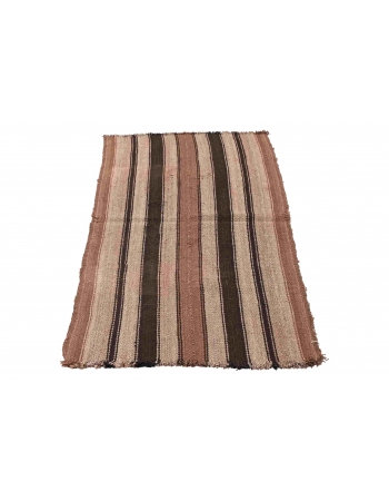 Brown Vintage Modern Kilim Rug - 2`10″ x 5`8″