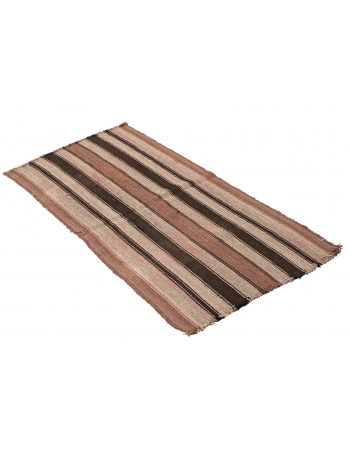 Brown Vintage Modern Kilim Rug - 2`10″ x 5`8″