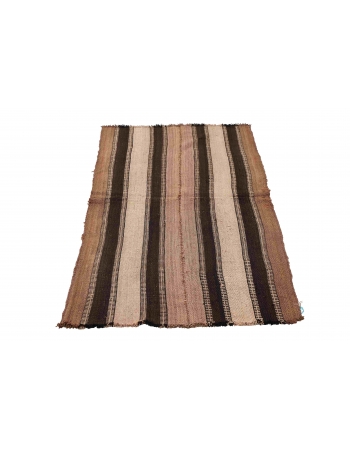 Decorative Brown Vintage Kilim Rug - 2`11″ x 6`4″
