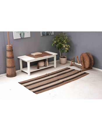 Decorative Brown Vintage Kilim Rug - 2`11″ x 6`4″
