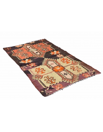 Vintage Decorative Small Kars Kilim Rug - 3`6″ x 6`0″