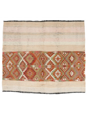 Decorative Vintage Turkish Kilim Rug - 4`5″ x 5`1″