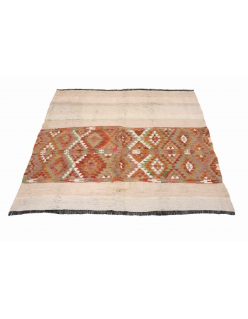 Decorative Vintage Turkish Kilim Rug - 4`5″ x 5`1″