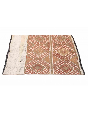Embroidered Vintage Small Kilim Rug - 3`1″ x 3`2″