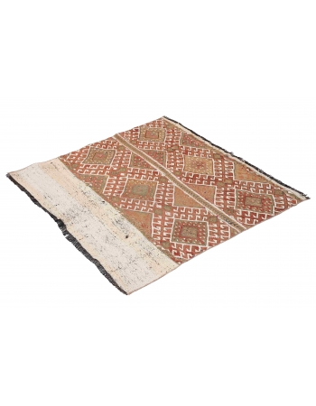 Embroidered Vintage Small Kilim Rug - 3`1″ x 3`2″