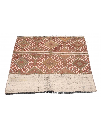 Embroidered Vintage Small Kilim Rug - 3`1″ x 3`2″