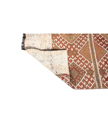 Embroidered Vintage Small Kilim Rug - 3`1″ x 3`2″