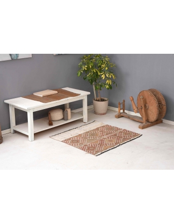 Embroidered Vintage Small Kilim Rug - 3`1″ x 3`2″