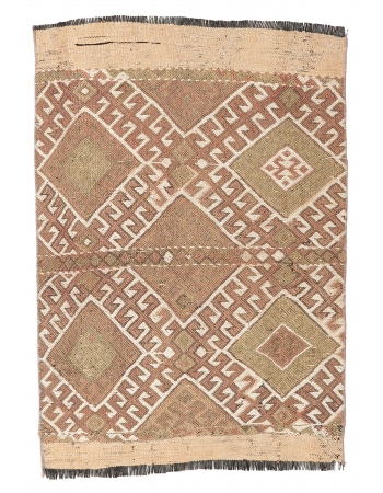 Small Embroidered Vintage Kilim Rug - 2`4″ x 3`5″