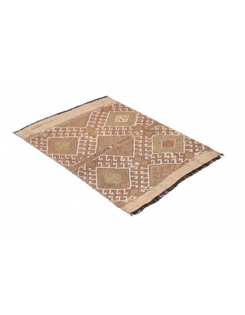 Small Embroidered Vintage Kilim Rug - 2`4″ x 3`5″