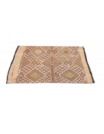 Small Embroidered Vintage Kilim Rug - 2`4″ x 3`5″
