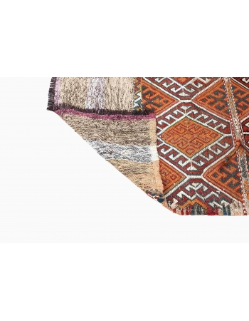 Embroidered Vintage Turkish Kilim Rug - 3`9″ x 4`5″