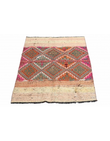 Vintage Colorful Small Kilim Rug - 3`1″ x 4`9″