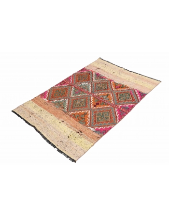 Vintage Colorful Small Kilim Rug - 3`1″ x 4`9″