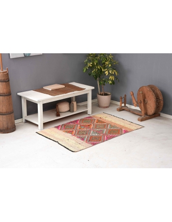 Vintage Colorful Small Kilim Rug - 3`1″ x 4`9″