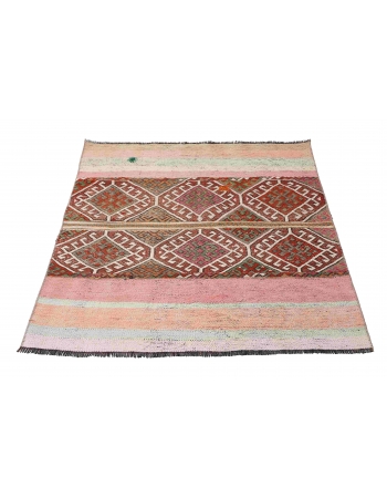Decorative Vintage Turkish Kilim Rug - 3`3″ x 4`2″